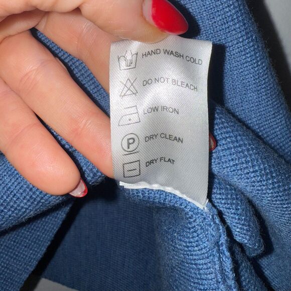 Ann Mashburn Merino Wool Short Sleeve Dolman Sweater - Heathered Blue S - Picture 5 of 6